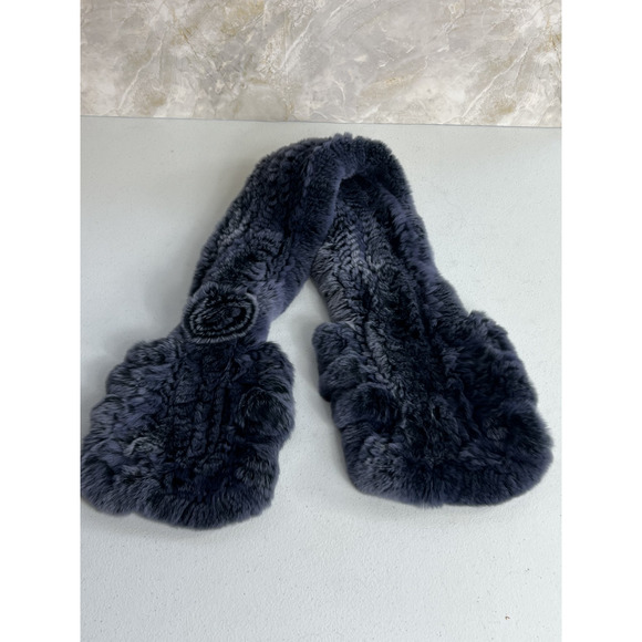 100% Rabbit Fur Scarf Shawl Collar Wrap Wave Edge Neck Warmer - Picture 6 of 11
